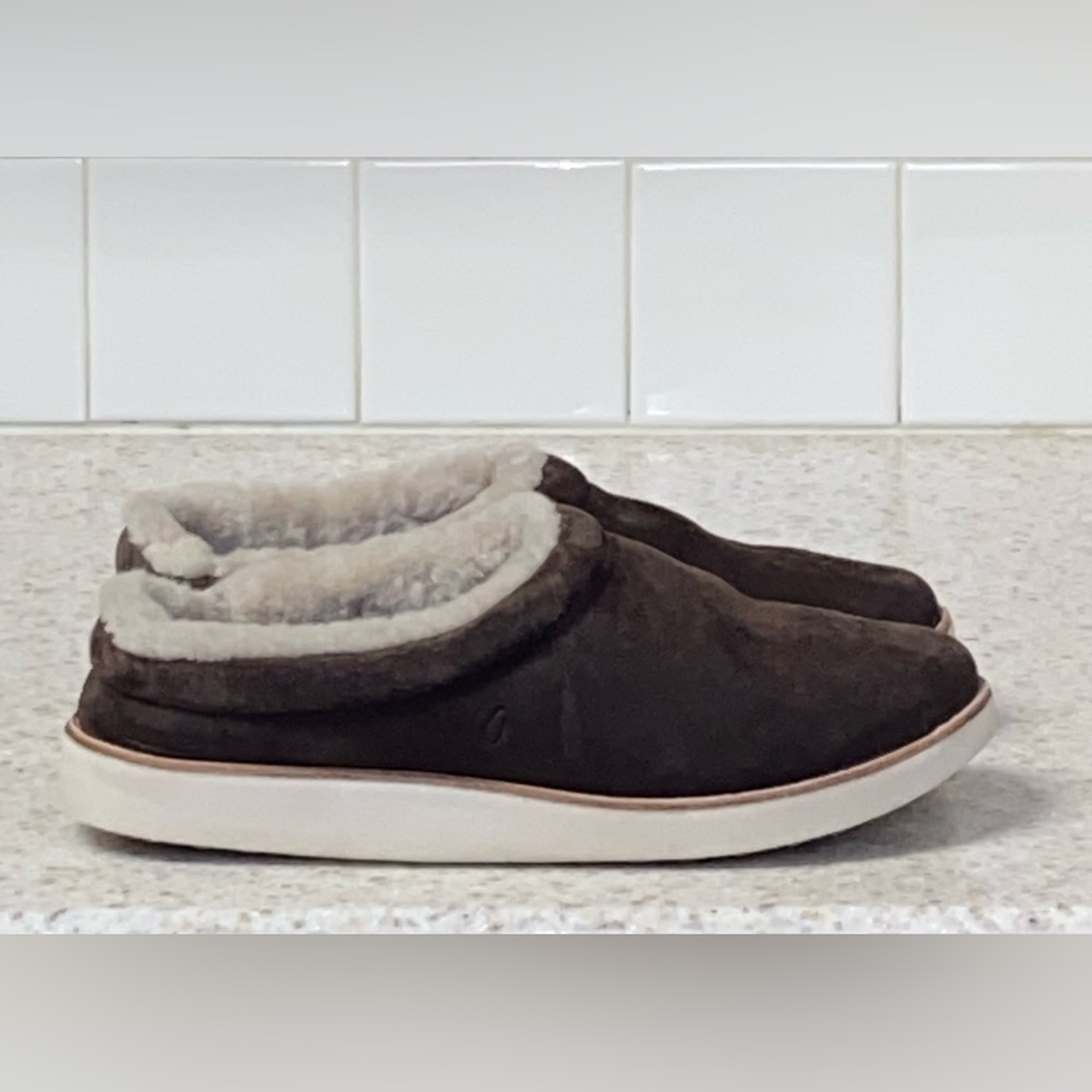 Olukai Women Mani Leather Mule Slippers Premium Nubuck Leather Size 9 NEW